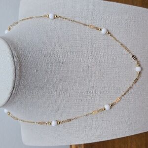 Monet Gold Tone Chain Acrylic Bead Necklace